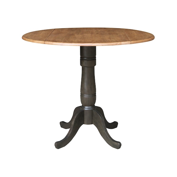 International Concepts Round Round 42 in. Dual Drop Leaf Counter Height Dining Table - Hickory/Washed Coal, 42 in W, Wood K45-42DPT-6B - main